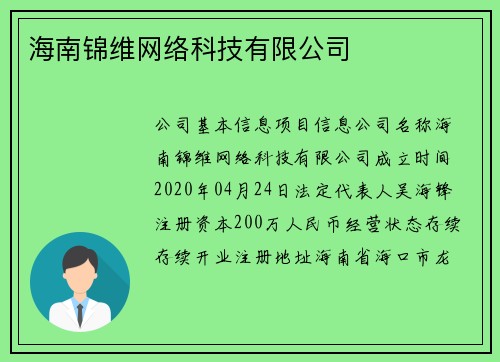 海南锦维网络科技有限公司